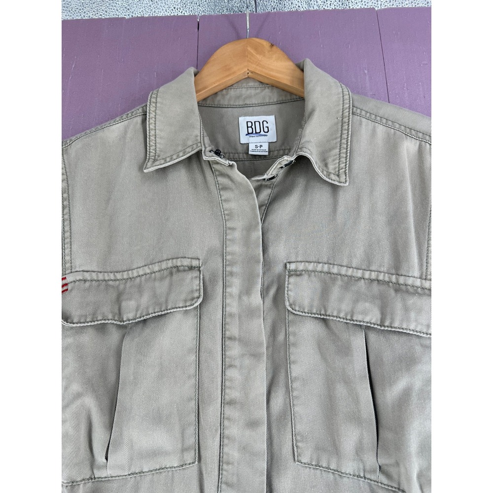 BDG Urban Outfitters Khaki Tan Utility Romper Long Sleeve Button Front Small - Picture 12 of 14